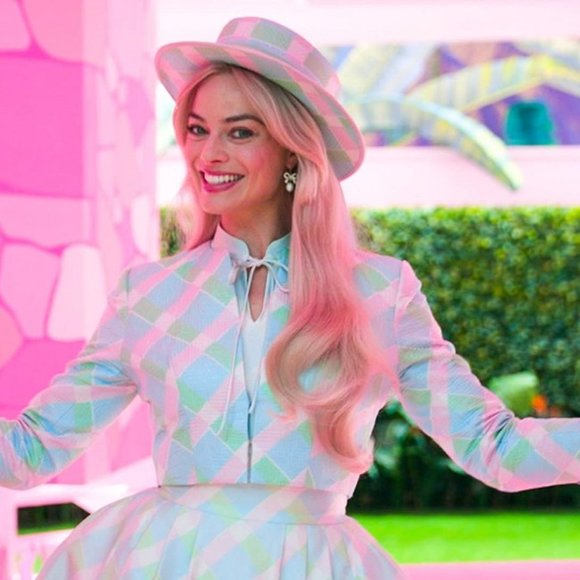 NWT Barbie Movie Pink Cowboy Blue Plaid Gold Jumpsuit Girls Halloween Co… - Picture 8 of 15